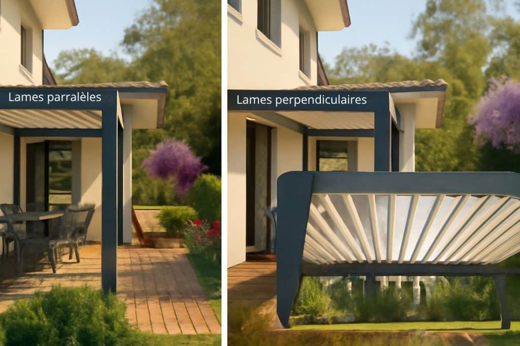 Pergola bioclimatique : lames parallèles ou perpendiculaires